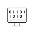 Binary code, icon in line design. Binary, code, digital, data, programming, computer, binary code on white background