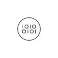Binary code icon. Minimal vector icon in circle. One and zero computer code. Digital data icon. Stock vector illustration isolated