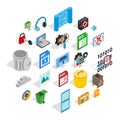 Binary code icons set, isometric style Royalty Free Stock Photo