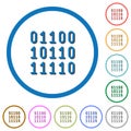 Binary code icons with shadows and outlines