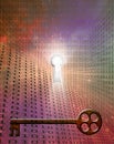 Binary code and key Royalty Free Stock Photo