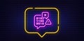 Binary code line icon. Ransomware threat sign. Neon light speech bubble. Vector