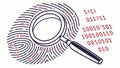 Binary code magnifier, digital analysis and data scrutiny tool vector design Generative AI