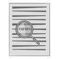 Binary code in magnifier icon, monochrome style Royalty Free Stock Photo