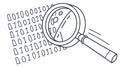 Binary Code Magnifying Glass Vector, Data Analysis, vector design Generative AI Royalty Free Stock Photo