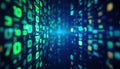Binary code matrix background, tech style green illuminated numbers Royalty Free Stock Photo