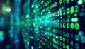 Binary code matrix background, tech style green illuminated numbers Royalty Free Stock Photo