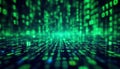 Binary code matrix background, tech style green illuminated numbers Royalty Free Stock Photo