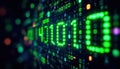 Binary code matrix background, tech style green illuminated numbers Royalty Free Stock Photo
