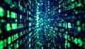Binary code matrix background, tech style green illuminated numbers Royalty Free Stock Photo