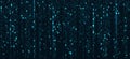Binary code matrix on blue cyber background with abstract data streams and glowing lines. Technology concept with computer numbers Royalty Free Stock Photo