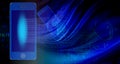 Binary code and mobile Background with global marketing , Digital Abstract technology background. Java, coding. Royalty Free Stock Photo