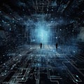 Binary Code and Neural Network: The Convergence of Data and Intelligence Royalty Free Stock Photo