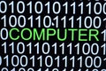 The binary code number background and word of COMPUTER in green color Royalty Free Stock Photo