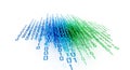 Binary code numbers forming a digital wave pattern with blue and green hues on a white background Royalty Free Stock Photo