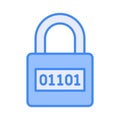 Binary code on padlock, modern vector of digital security, encryption icon