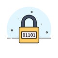 Binary code on padlock, modern vector of digital security, encryption icon Royalty Free Stock Photo