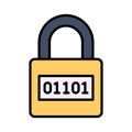 Binary code on padlock, modern vector of digital security, encryption icon Royalty Free Stock Photo