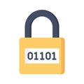 Binary code on padlock, modern vector of digital security, encryption icon
