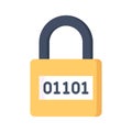 Binary code on padlock, modern vector of digital security, encryption icon Royalty Free Stock Photo