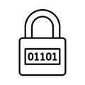 Binary code on padlock, modern vector of digital security, encryption icon Royalty Free Stock Photo