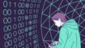 Binary code and person, digital technology information data vector design Generative AI Royalty Free Stock Photo