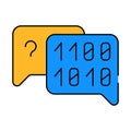 binary code and question mark quote frame icon color illustration Royalty Free Stock Photo