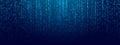 Binary code rain background in blue. Abstract matrix effect Royalty Free Stock Photo