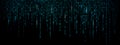 Binary code rain background with matrix style. Futuristic digital bg with flowing blue code numbers. Royalty Free Stock Photo