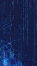 Binary code rain on dark blue background. Concept of big data, programming software development cybersecurity and technology Royalty Free Stock Photo