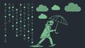 Binary code rain: digital, data, technology, information vector design Generative AI Royalty Free Stock Photo
