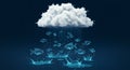 Binary Rain Cloud - Holographic Data Fish AI-Generated for Tech Presentations, Cloud Computing Visuals Royalty Free Stock Photo