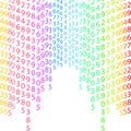 Binary code rainbow and white background with digits on screen. Royalty Free Stock Photo