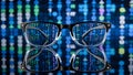 Binary Code Reflections in Futuristic Eyewear Royalty Free Stock Photo