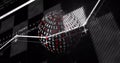 Binary code sphere and data processing image over black background with graphs Royalty Free Stock Photo