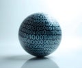 Binary Code Sphere Isolated on White Representing Digital Technology Royalty Free Stock Photo