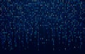 Binary code stream. Digital data codes, hacker coding and crypto matrix numbers flow. Digitally blue screen abstract vector Royalty Free Stock Photo