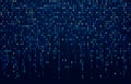 Binary code stream. Digital data codes, hacker coding and crypto matrix numbers flow. Digitally blue screen abstract Royalty Free Stock Photo