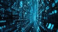 Binary code stream flowing through digital data tunnel Royalty Free Stock Photo