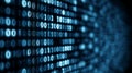Binary code stream illuminating digital data on a computer screen, representing abstract technology, computing, security, and Royalty Free Stock Photo