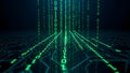 Binary code streaming through digital circuitry Royalty Free Stock Photo