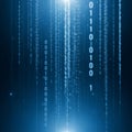 Binary code streams down the image in a digital, matrix-like display Royalty Free Stock Photo