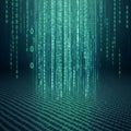 Code streams down in vertical lines creating a digital waterfall Royalty Free Stock Photo