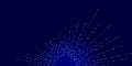 Binary code streams radiate from center as dotted lines. Digital data flow graphic for tech, AI or network concepts. Abstract Royalty Free Stock Photo