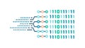 Binary code streams, symbolizing digital data and programming. vector design Generative AI Royalty Free Stock Photo