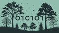 Binary code tree, technology, digital nature, and coding concept vector design Generative AI Royalty Free Stock Photo