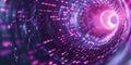 Binary code tunnel with digital elements. Abstract art digital image. AIG49. Royalty Free Stock Photo