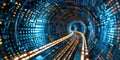 Binary code tunnel with digital elements. Abstract art digital image. AIG49. Royalty Free Stock Photo