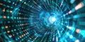 Binary code tunnel with digital elements. Abstract art digital image. AIG49. Royalty Free Stock Photo