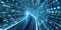 Binary code tunnel with digital elements. Abstract art digital image. AIG49. Royalty Free Stock Photo